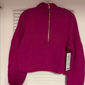 Lululemon Scuba Oversized Half-Zip Hoodie! Size XS/S! Raspberry/Gold Zip!